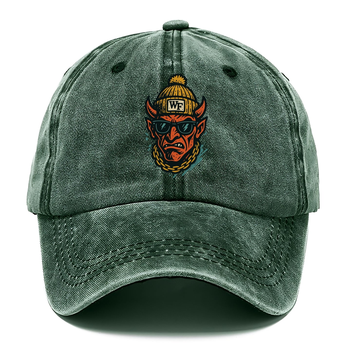 Winston-Salem Demon wearing Wake Forest beanie with WF patch - Classic Cap - Forest Mist(Green)