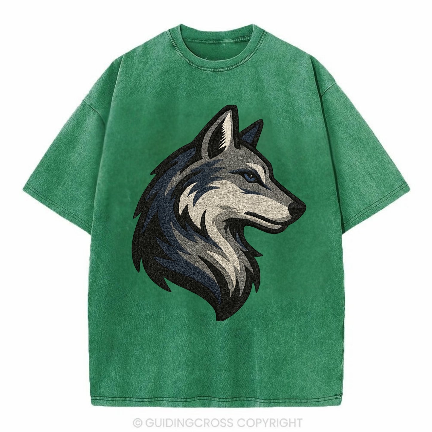 Lone Wolf Wanderer  - Vintage T-shirt - Forest Mist(Green)