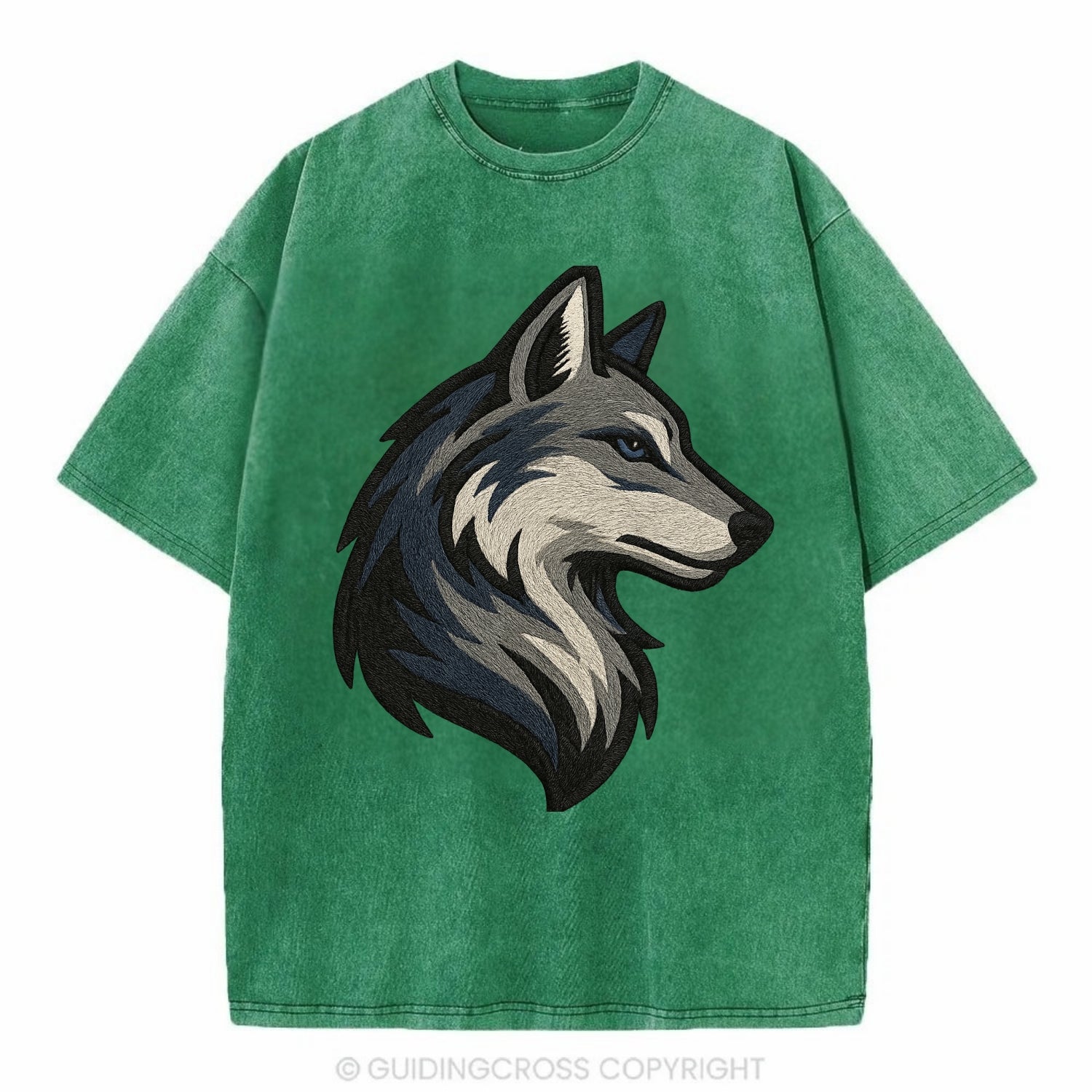 Lone Wolf Wanderer  - Vintage T-shirt - Forest Mist(Green)