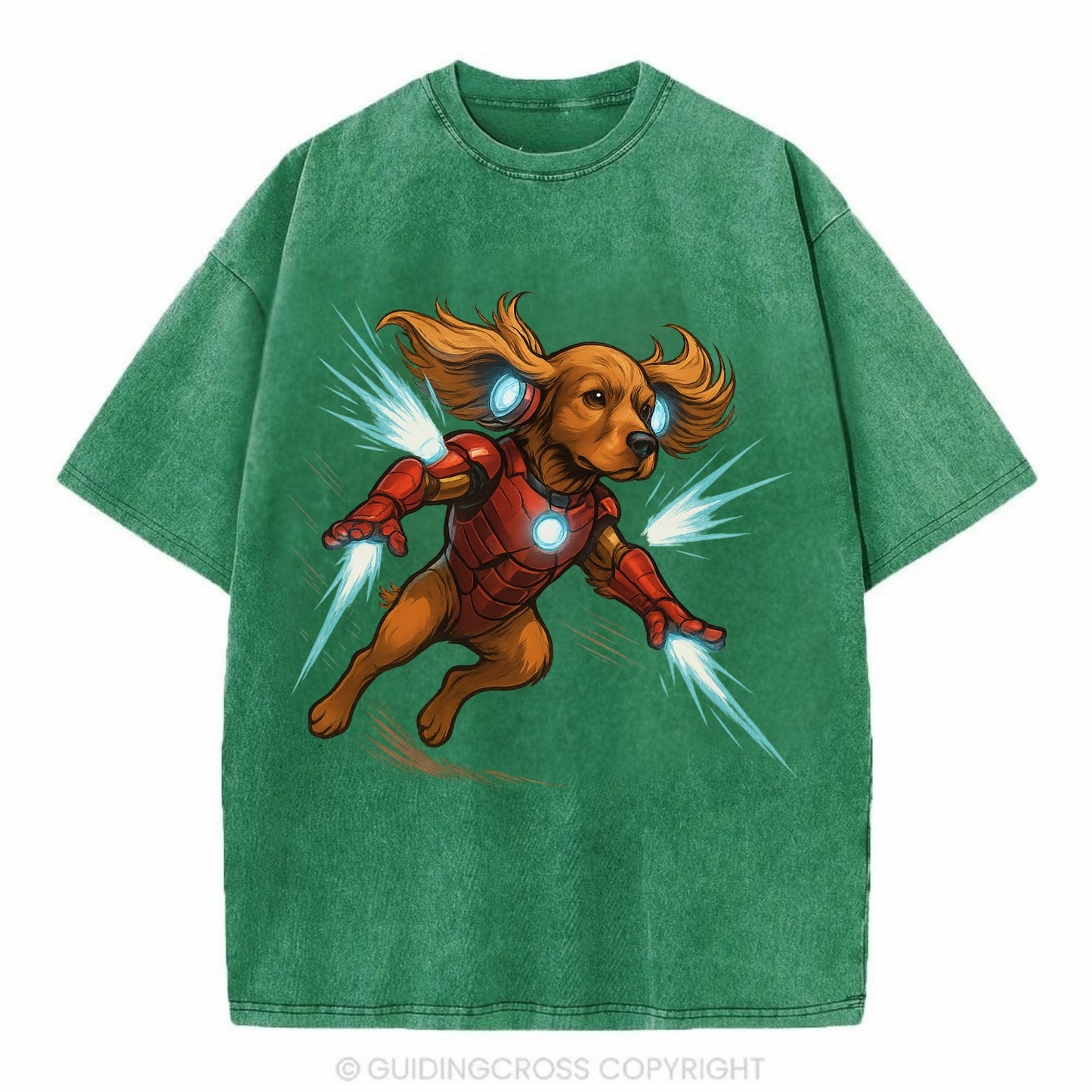 Cocker Spaniel Iron Man  - Vintage T-shirt - Forest Mist(Green)