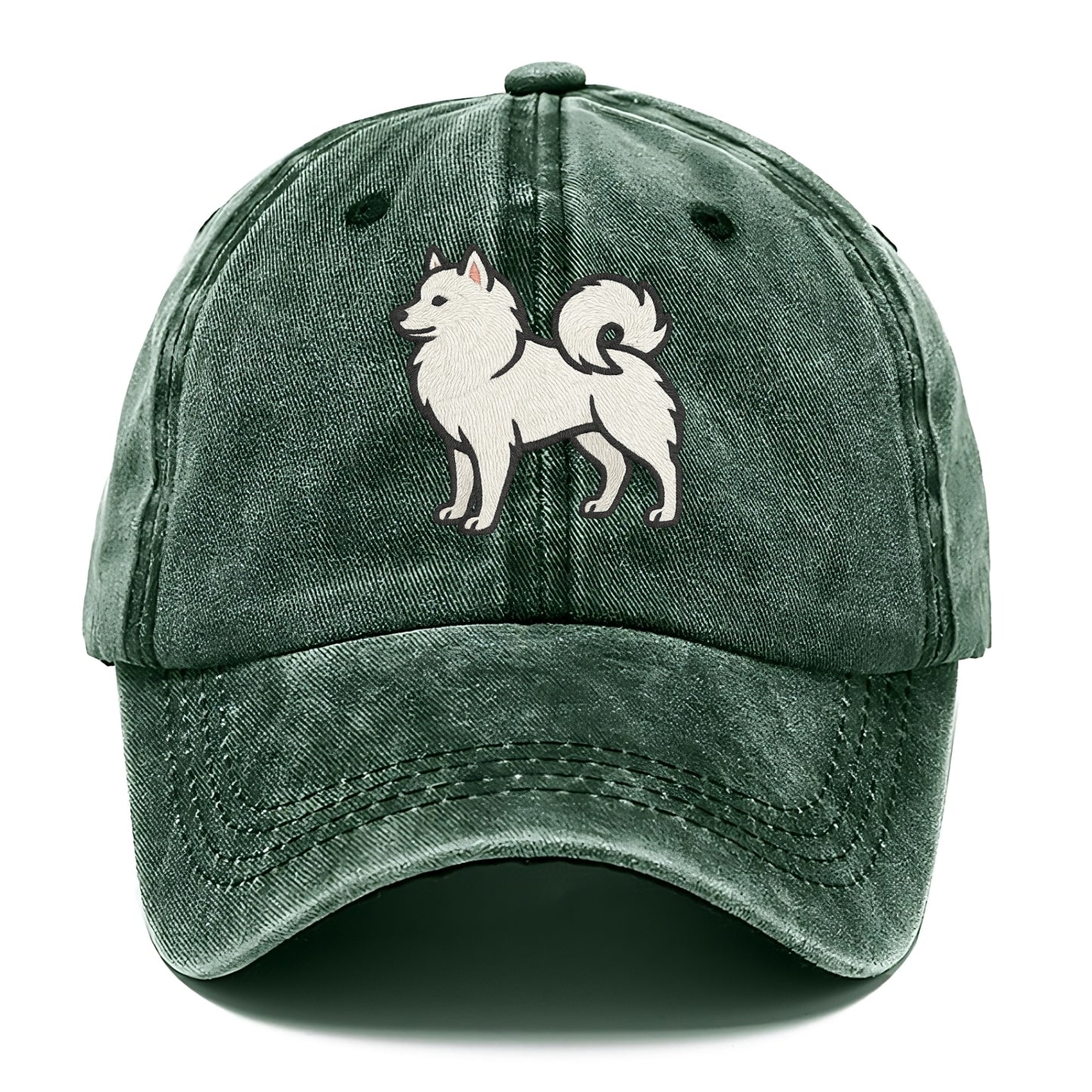 American Eskimo Dog - White spitz embroidered standing design - Classic Cap - Forest Mist(Green)