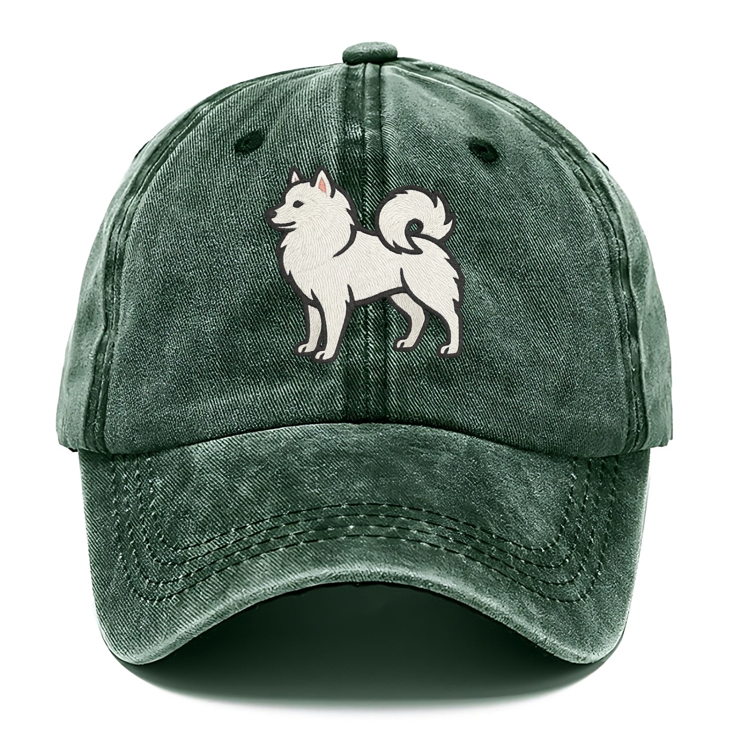 American Eskimo Dog - White spitz embroidered standing design - Classic Cap - Forest Mist(Green)