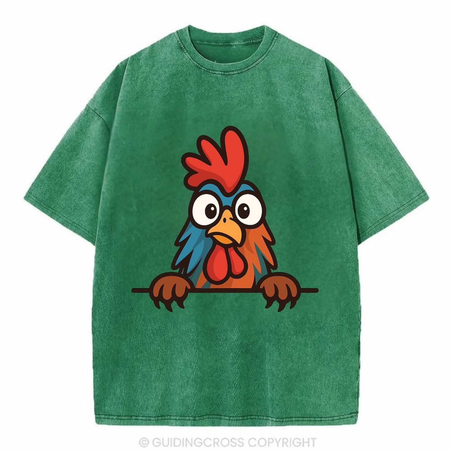 Rooster  - Vintage T-shirt - Forest Mist(Green)