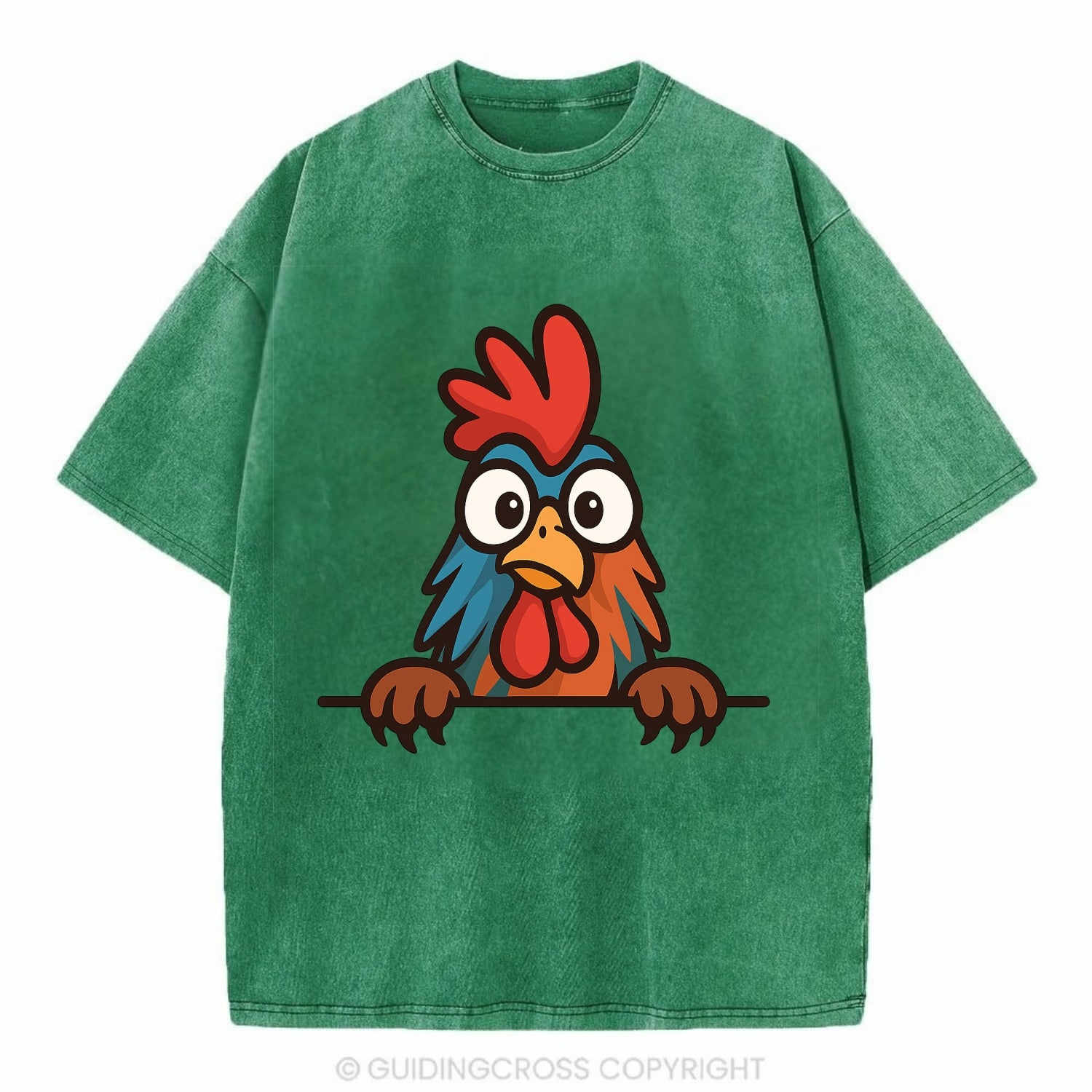Rooster  - Vintage T-shirt - Forest Mist(Green)