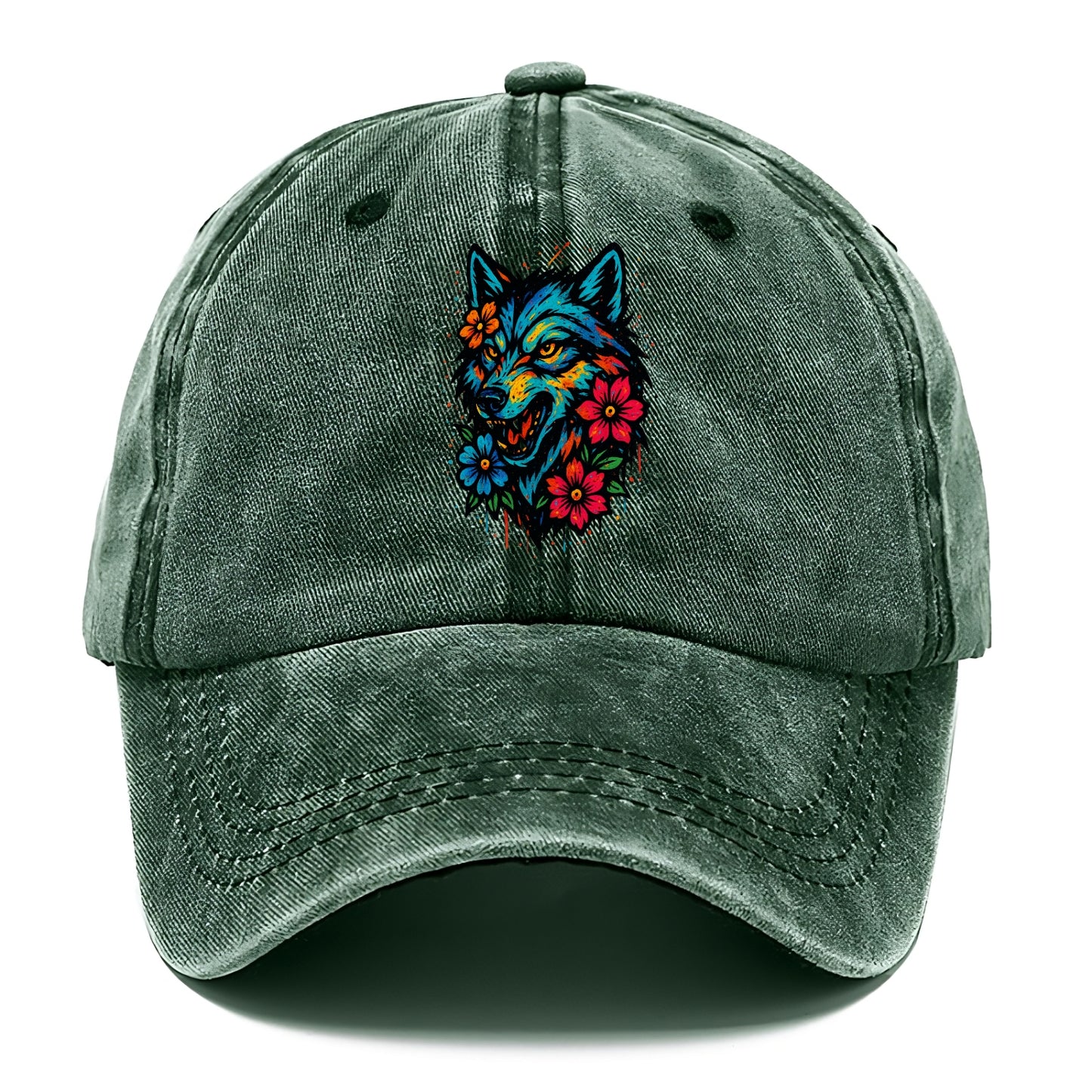 Floral Wolf Garden  - Classic Cap - Forest Mist(Green)