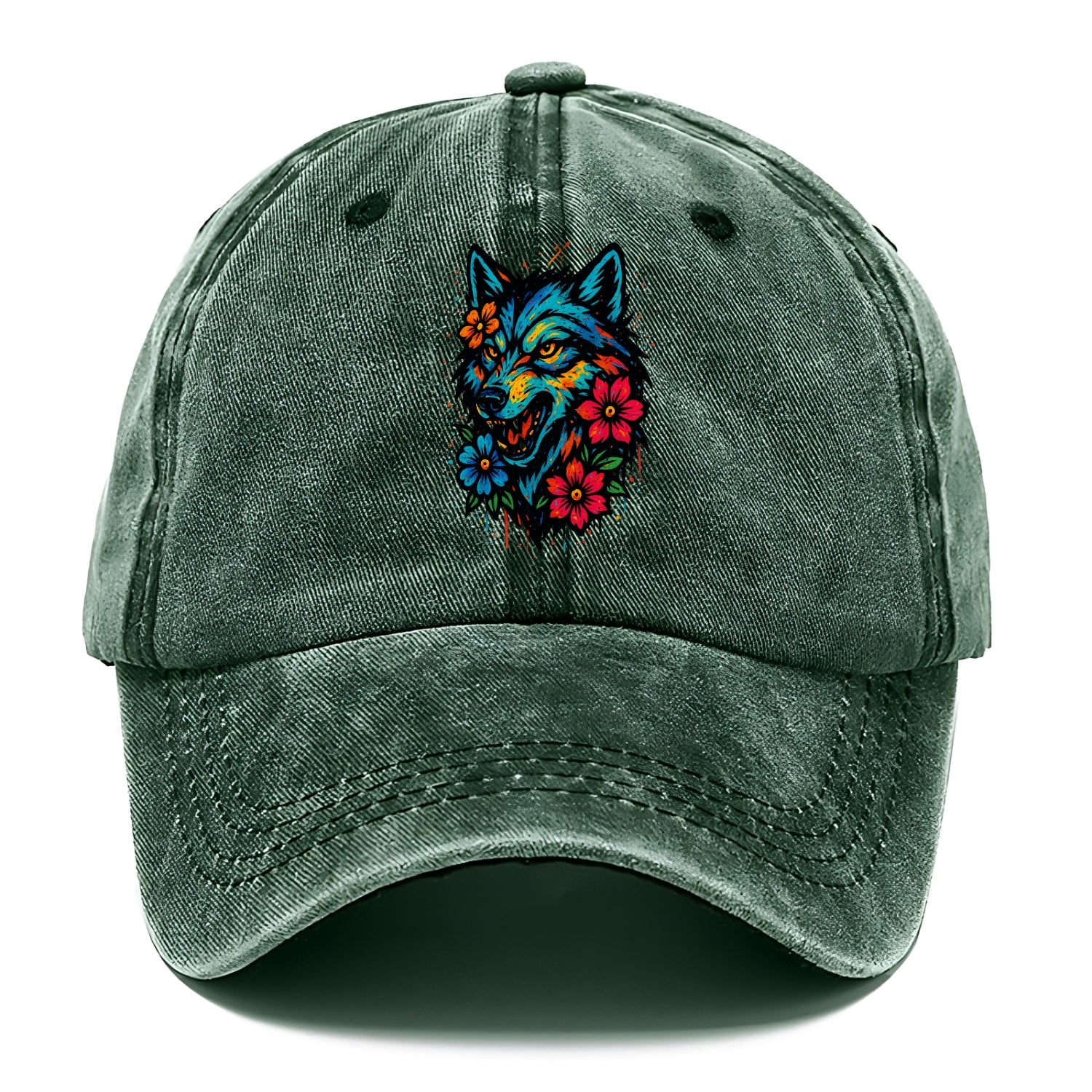 Floral Wolf Garden  - Classic Cap - Forest Mist(Green)