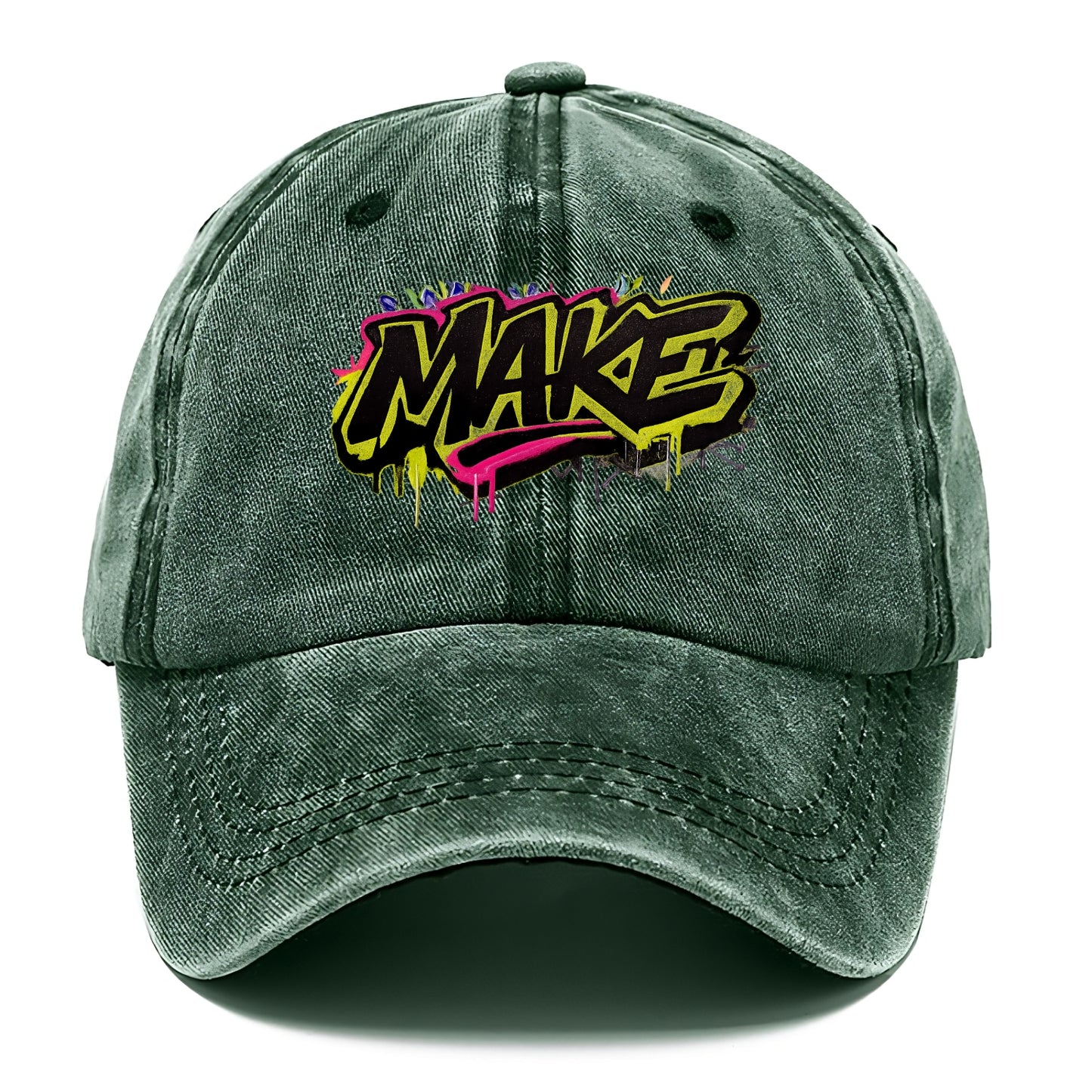 Bold typography design - "MAKE" - creating, producing, doing - Classic Cap - Forest Mist(Green)