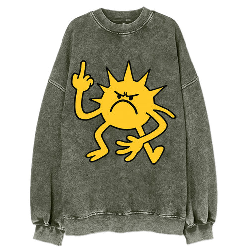 MORNINGS ARE PUNISHMENT | Grumpy sun with middle finger - Vintage Sweatshirt