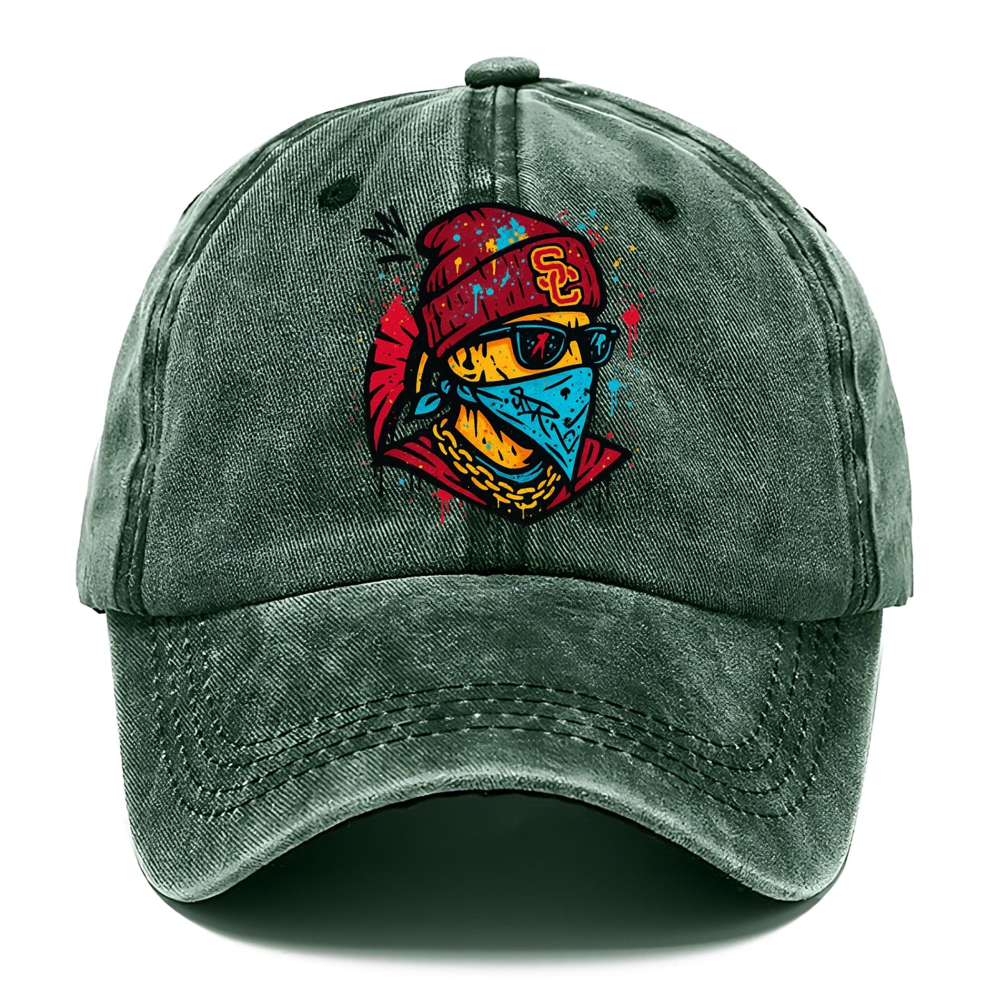 Los Angeles Trojan wearing USC beanie with SC patch - Classic Cap - Forest Mist(Green)