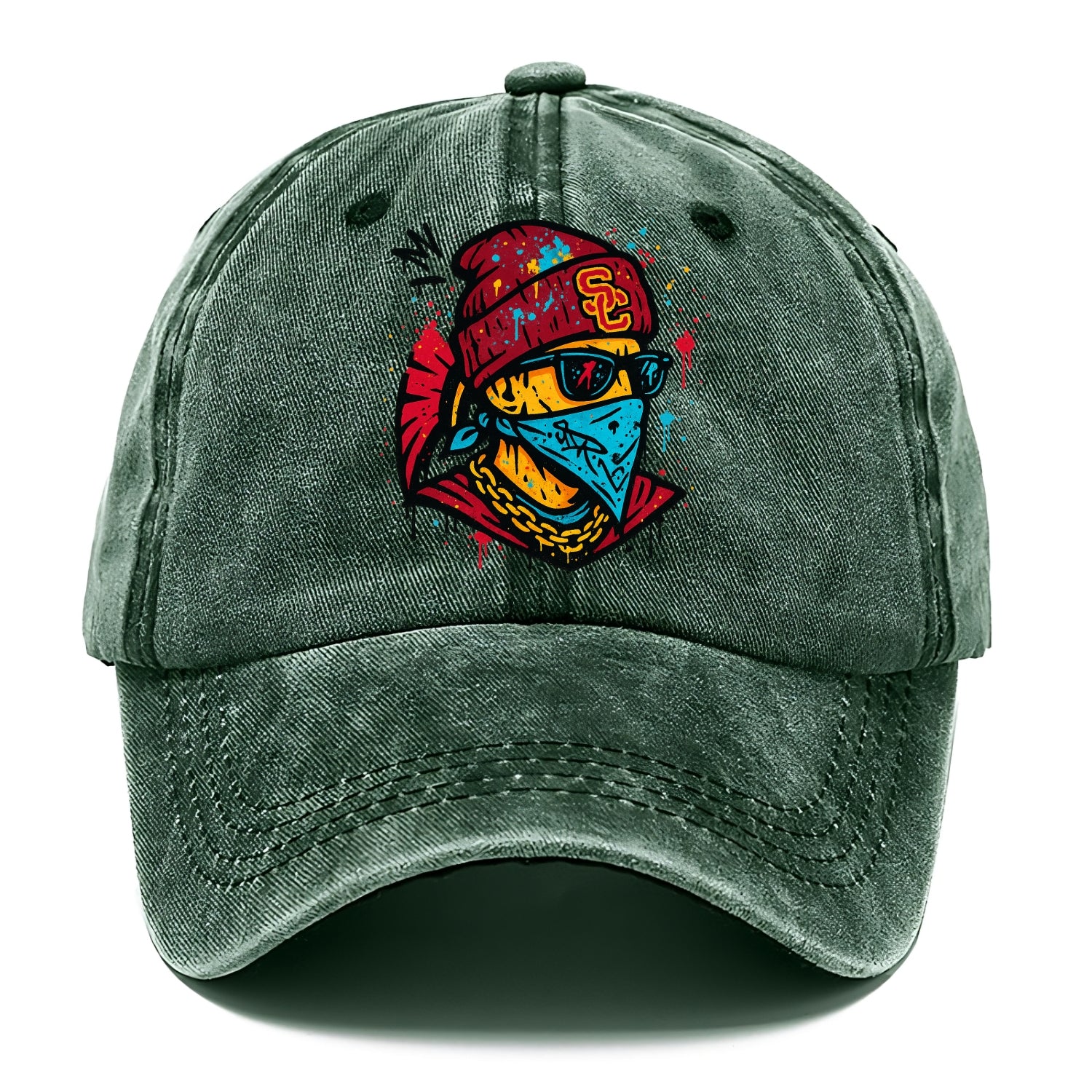 Los Angeles Trojan wearing USC beanie with SC patch - Classic Cap - Forest Mist(Green)