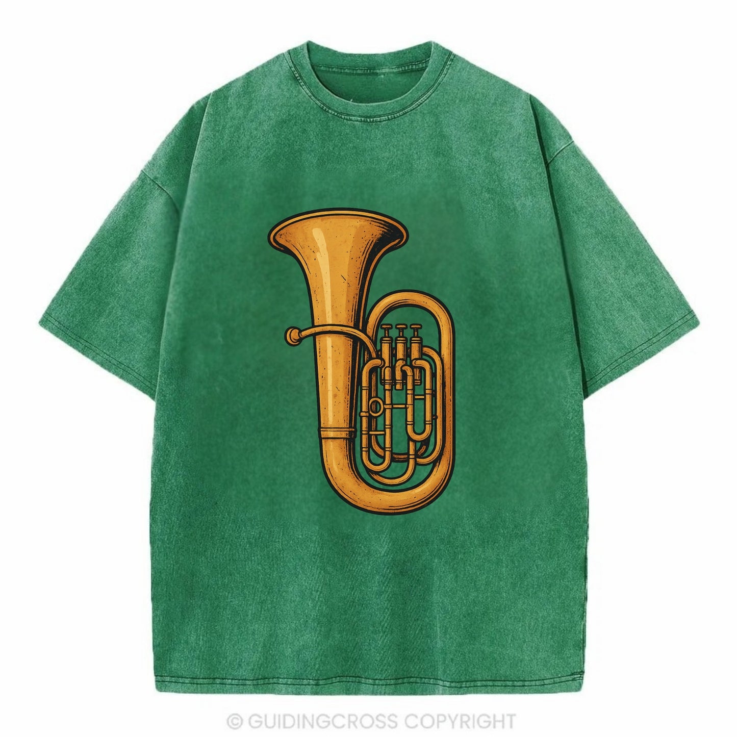 Tuba with large brass bell - Vintage T-shirt - Forest Mist(Green)