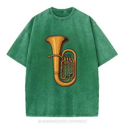 Tuba with large brass bell - Vintage T-shirt - Forest Mist(Green)