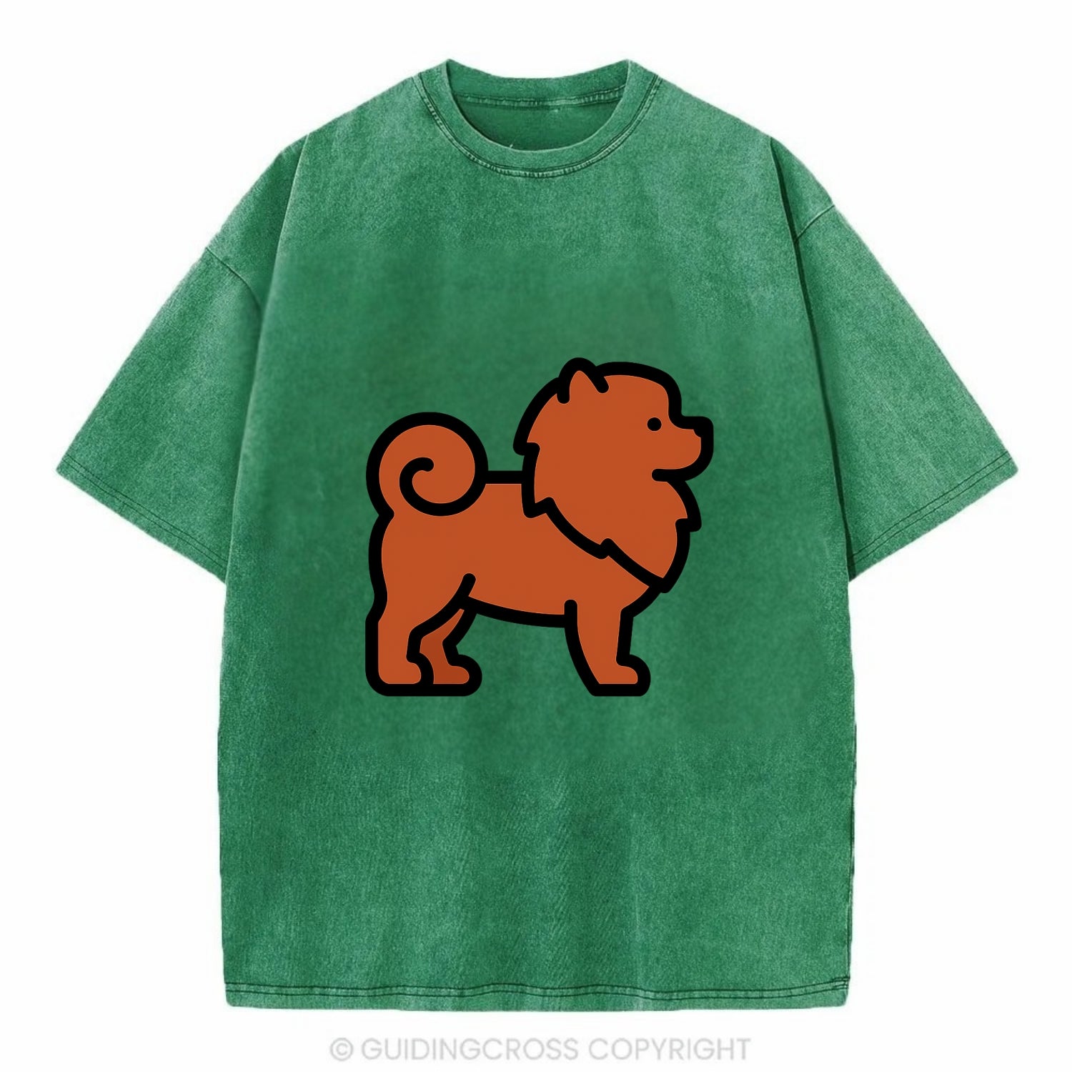 Chow Chow - Red fluffy flat side profile - Vintage T-shirt - Forest Mist(Green)