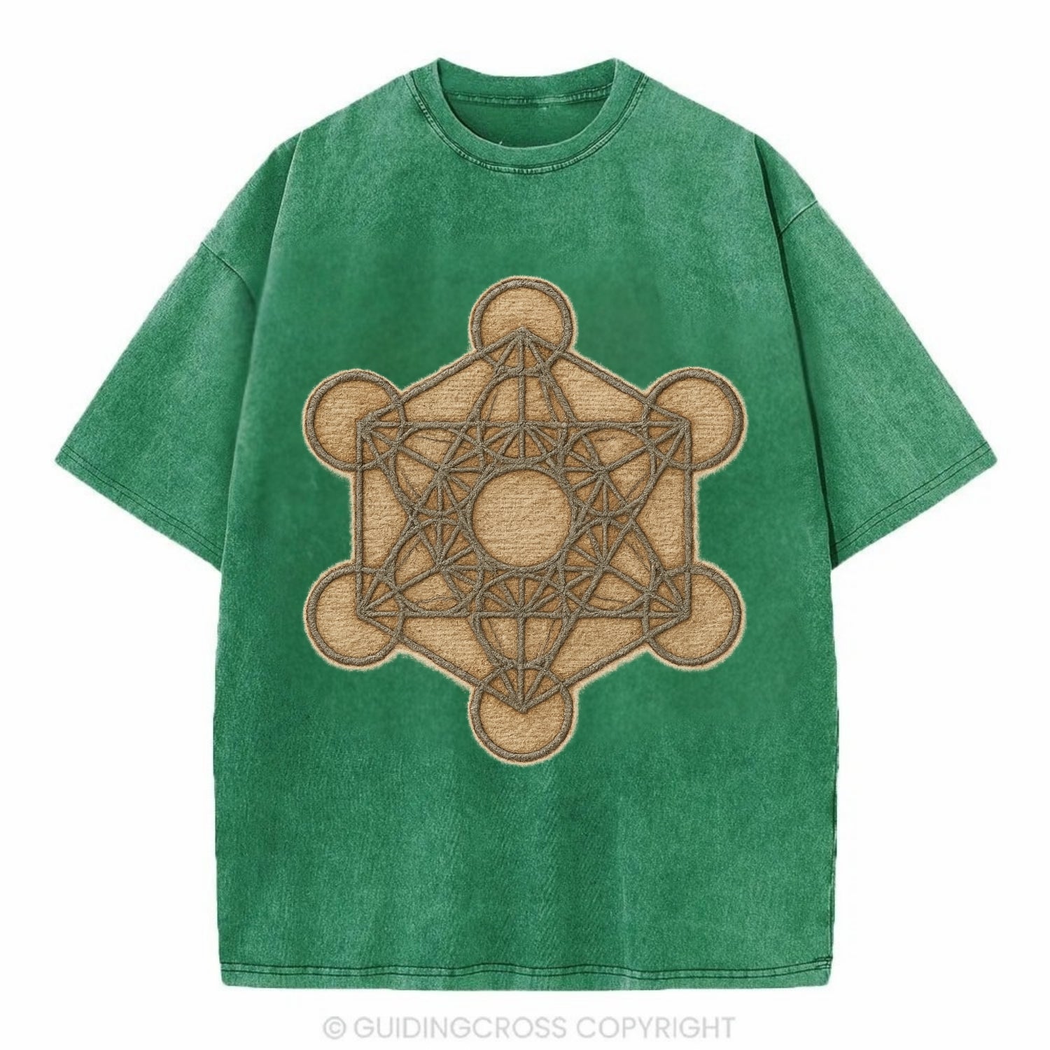 Metatron's Cube  - Vintage T-shirt - Forest Mist(Green)