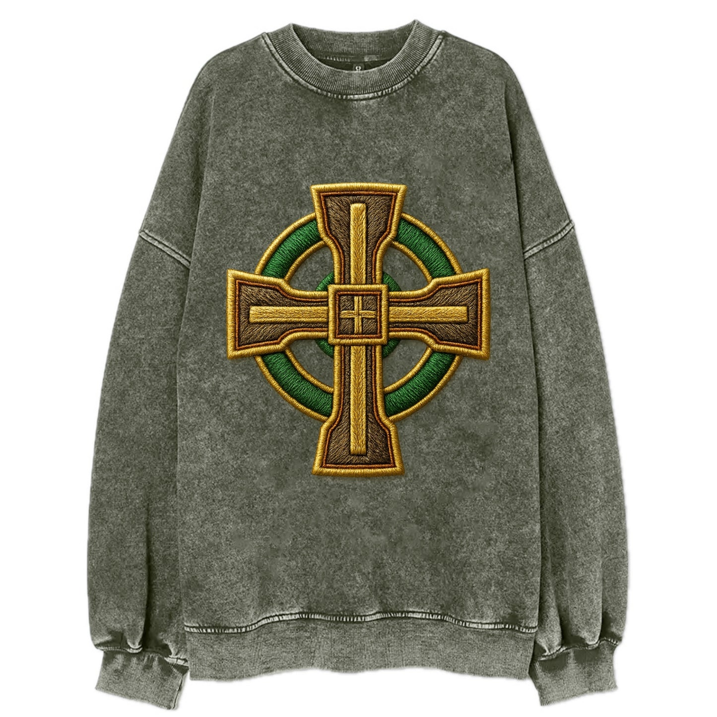 Durrow Cross - Vintage Sweatshirt - Forest Mist(Green)