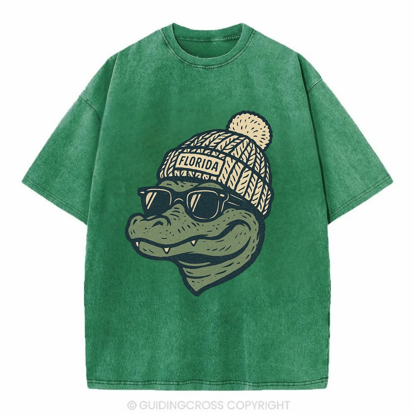 Gainesville Gator wearing Florida beanie - Vintage T-shirt - Forest Mist(Green)