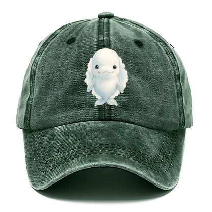 Baby Beluga Whale - pure white, rounded forehead, small eyes with big personality, - Classic Cap - Forest Mist(Green)