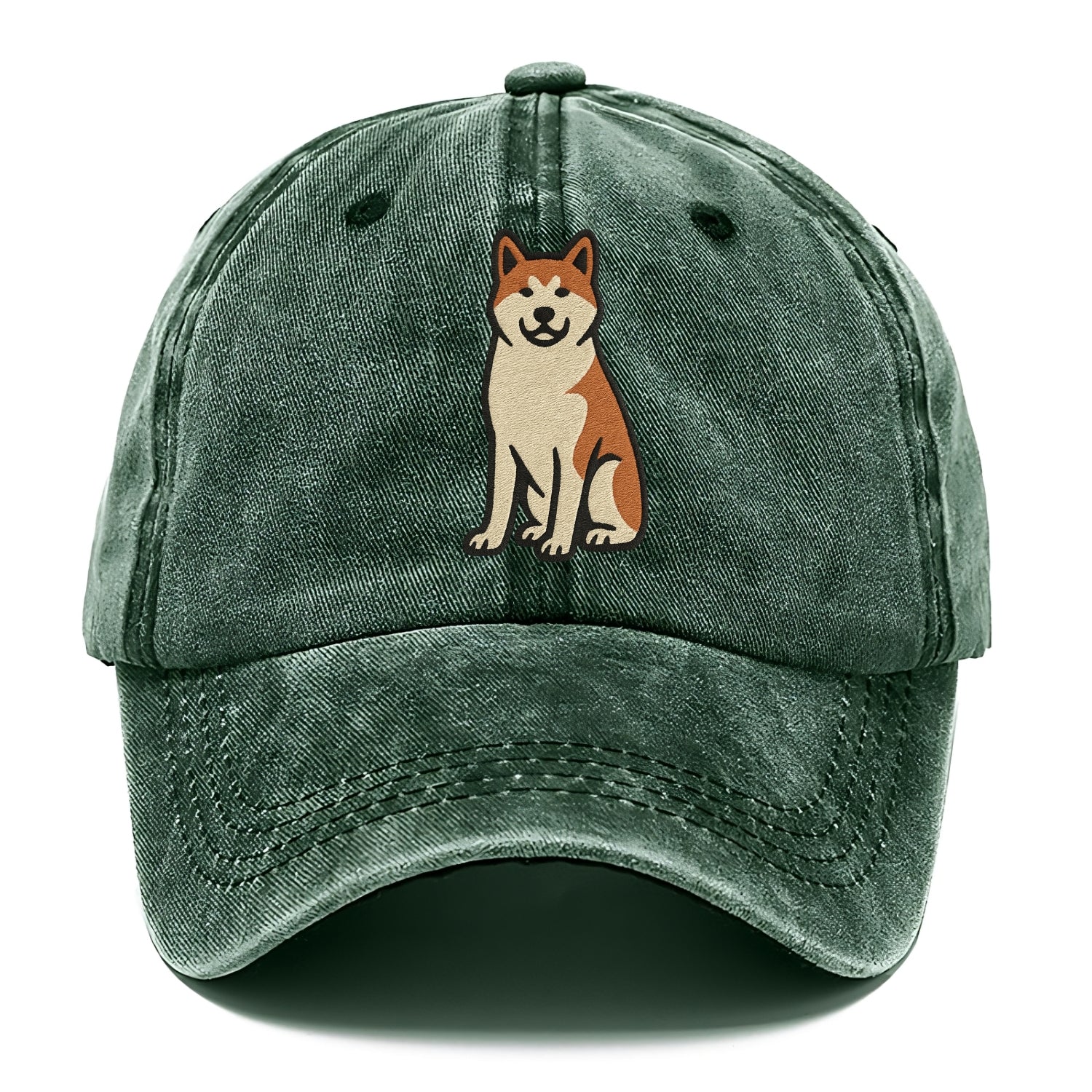 Akita - White and red sitting pose - Classic Cap - Forest Mist(Green)