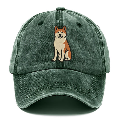 Akita - White and red sitting pose - Classic Cap - Forest Mist(Green)
