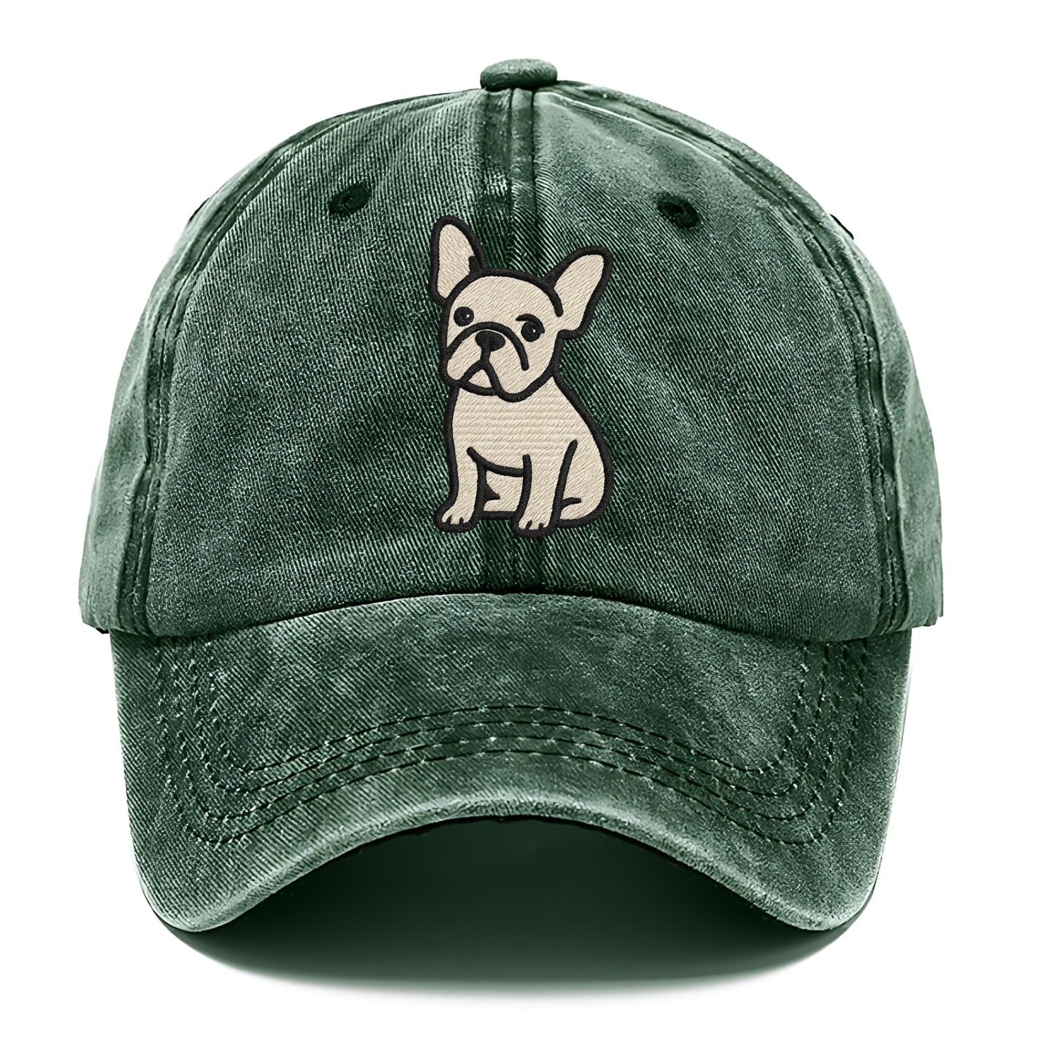 French Bulldog - Head tilt one ear up - Classic Cap - Forest Mist(Green)