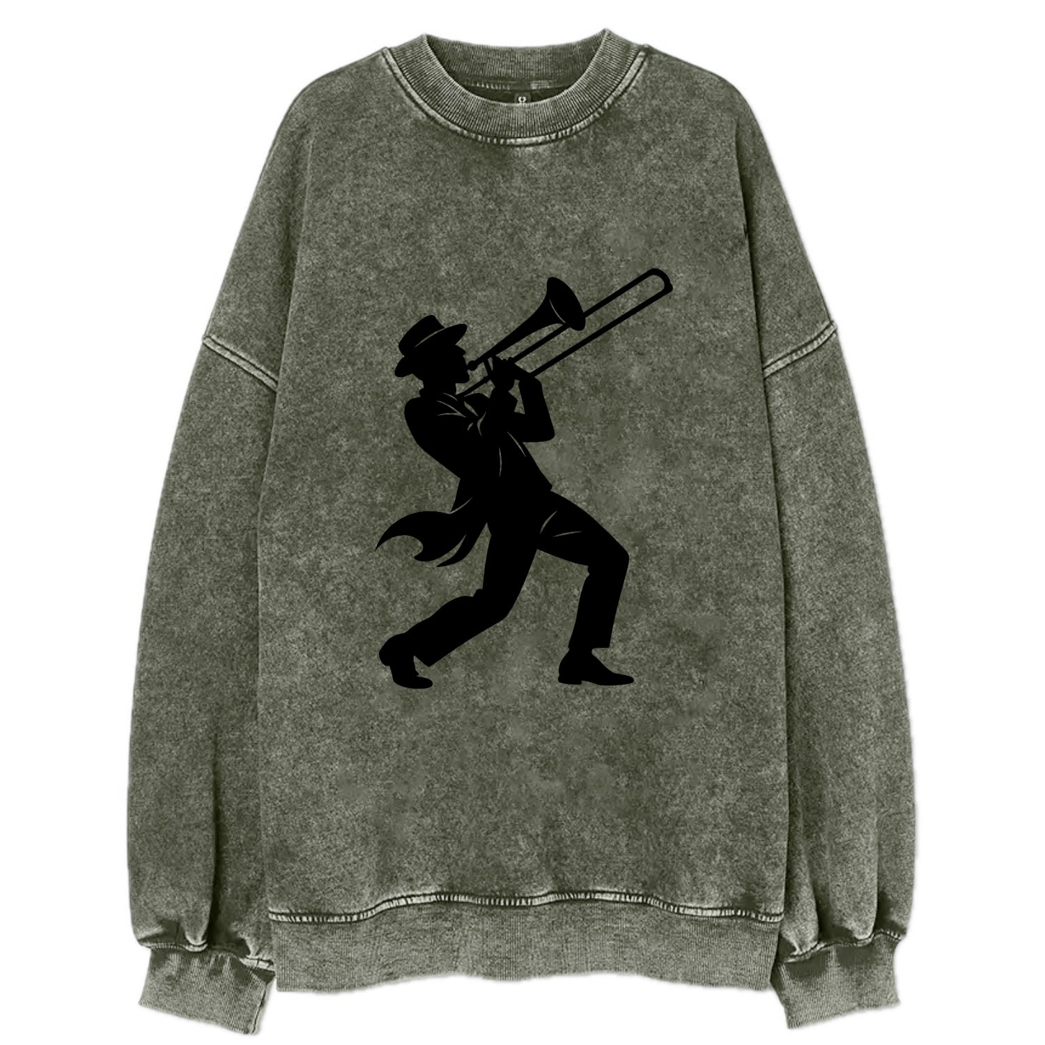 Trombone player jazz improvisation - Vintage Sweatshirt - Forest Mist(Green)