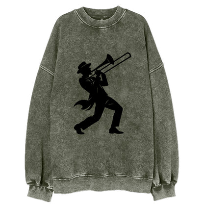 Trombone player jazz improvisation - Vintage Sweatshirt - Forest Mist(Green)