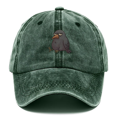 THE CROW JUDGES SILENTLY | Black crow with disapproving look - Classic Cap - Forest Mist(Green)