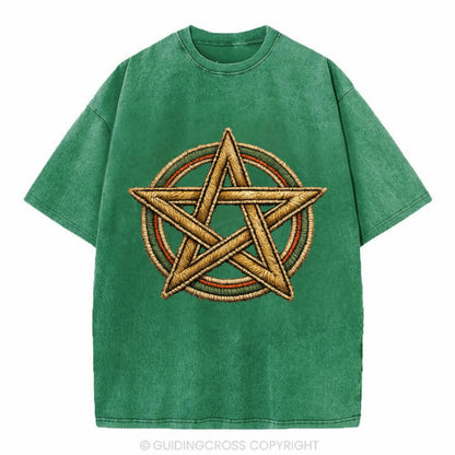 Pentacle Knot - Vintage T-shirt - Forest Mist(Green)