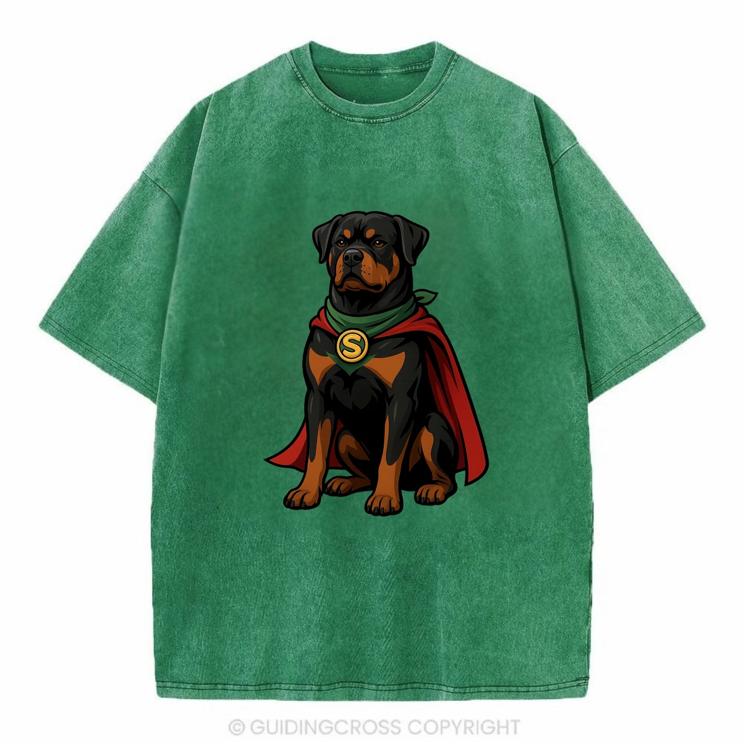 Rottweiler Strong Hero  - Vintage T-shirt - Forest Mist(Green)