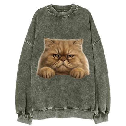 Persian Cat  - Vintage Sweatshirt - Forest Mist(Green)