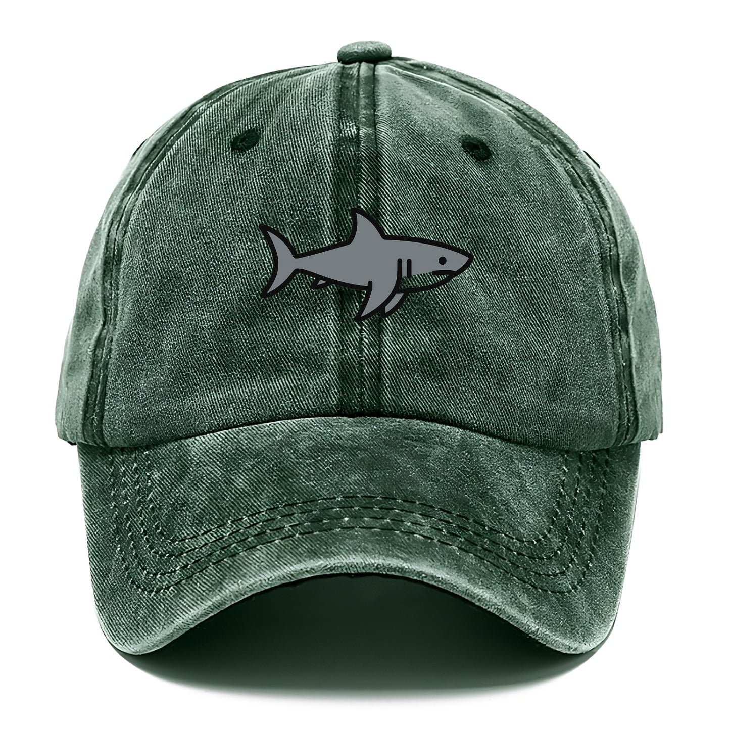 Great White Shark - Gray predator flat side profile - Classic Cap - Forest Mist(Green)