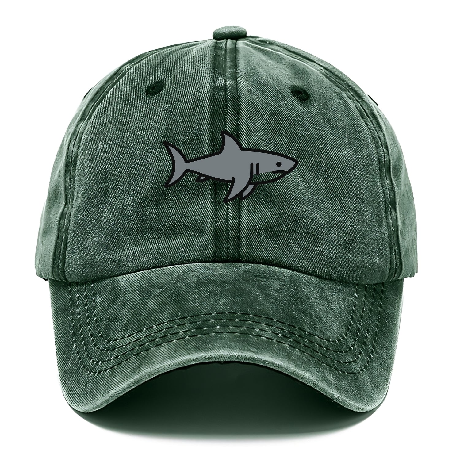 Great White Shark - Gray predator flat side profile - Classic Cap - Forest Mist(Green)