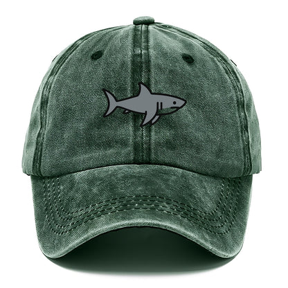 Great White Shark - Gray predator flat side profile - Classic Cap - Forest Mist(Green)