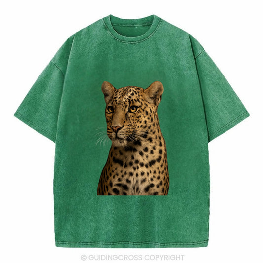 Leopard  - Vintage T-shirt - Forest Mist(Green)