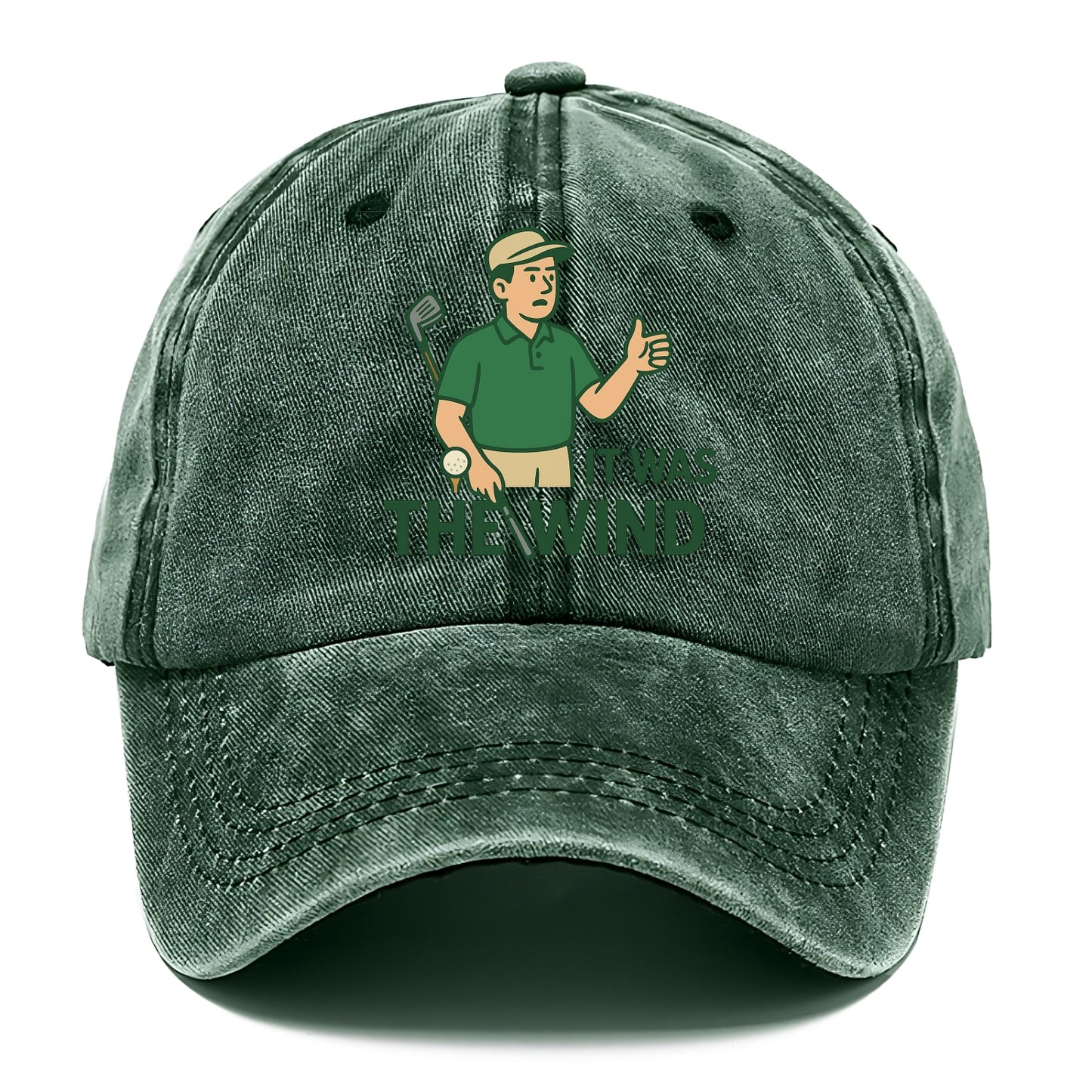 Golfer blaming the wind with hair perfectly still - "It Was the Wind" - classic excuse - Classic Cap - Forest Mist(Green)