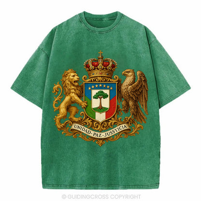 Equatorial Guinea Silk Cotton Tree Emblem - Vintage T-shirt - Forest Mist(Green)