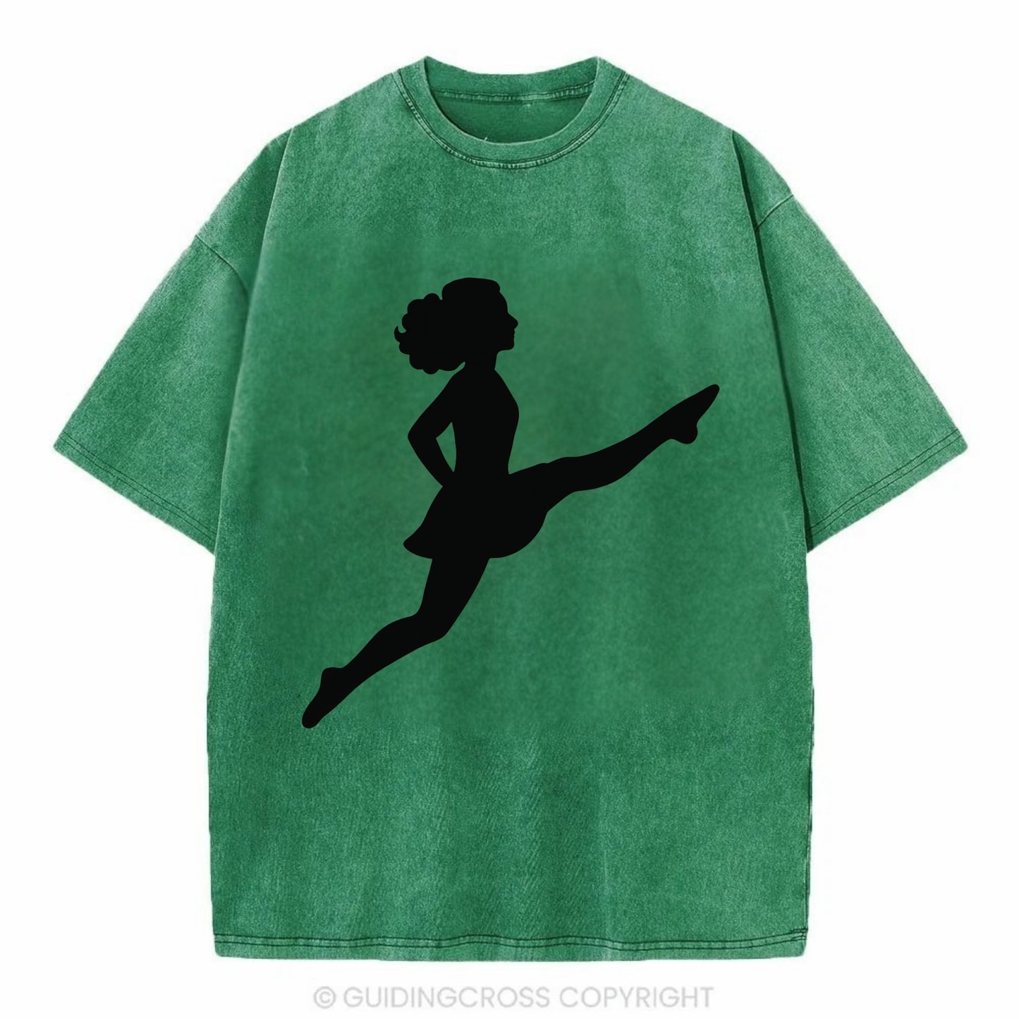Irish step dancer Riverdance leap - Vintage T-shirt - Forest Mist(Green)