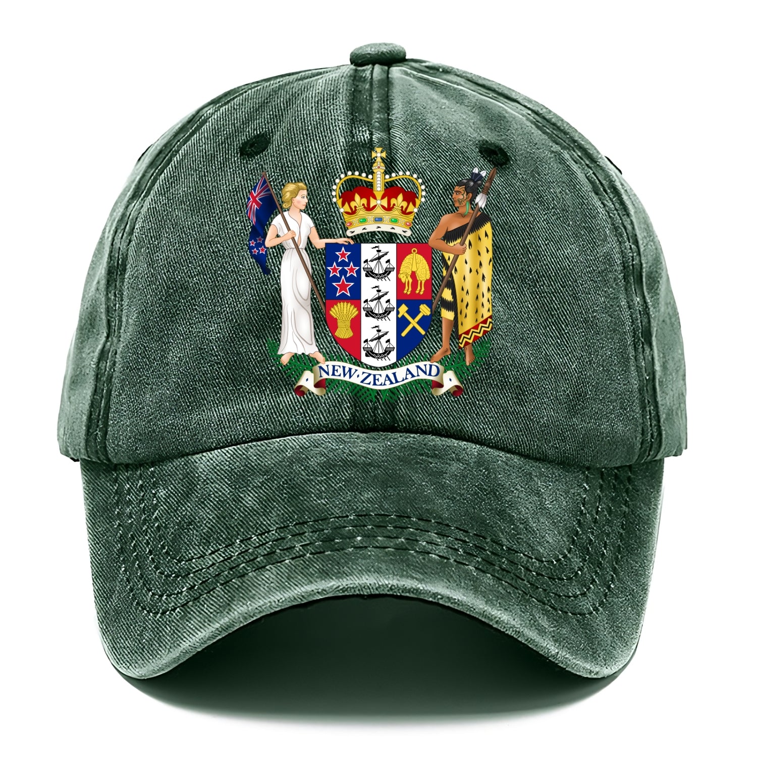 Coat Of Arms Of New Zealand - Classic Cap - Forest Mist(Green)