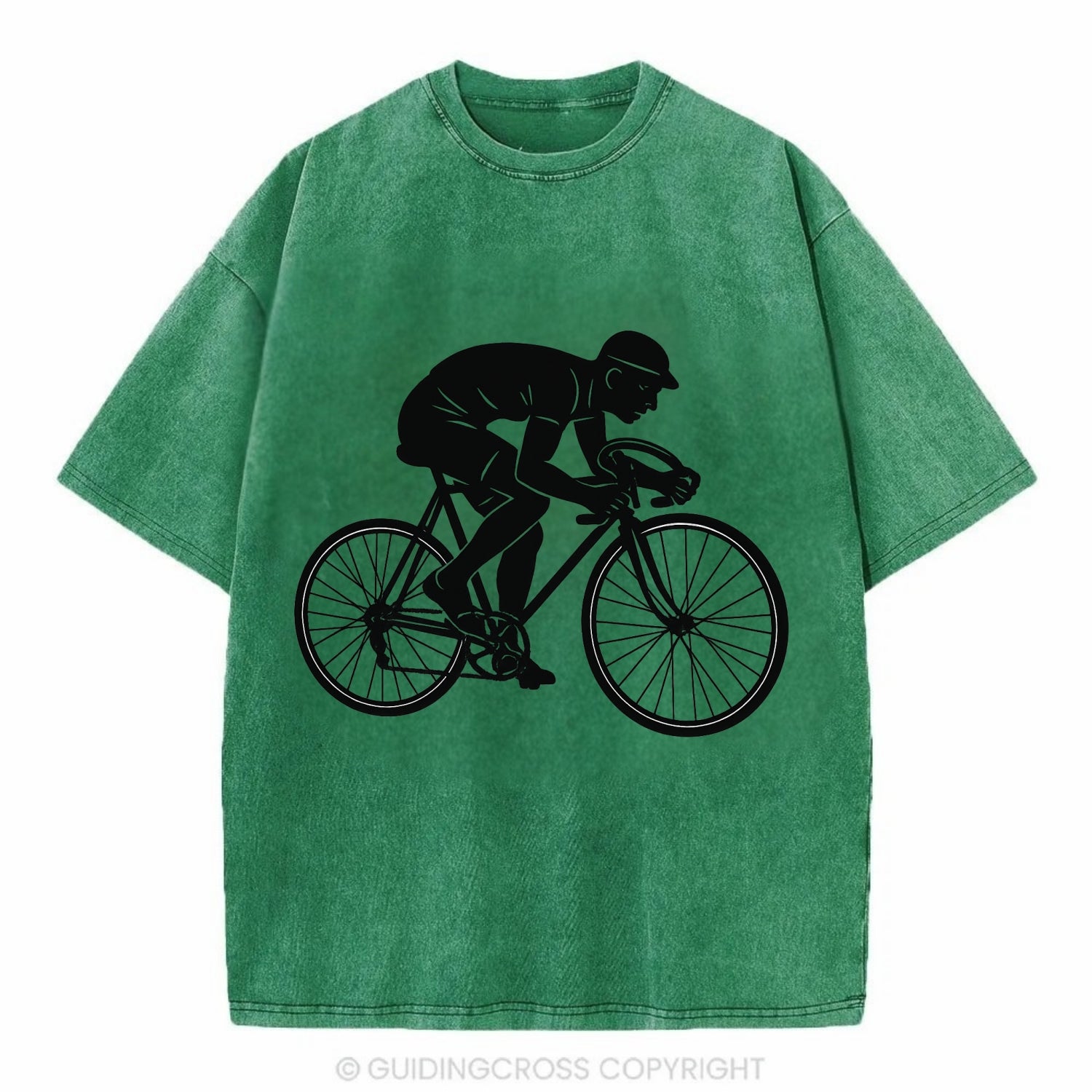 Cyclist sprinting in racing position - Vintage T-shirt - Forest Mist(Green)