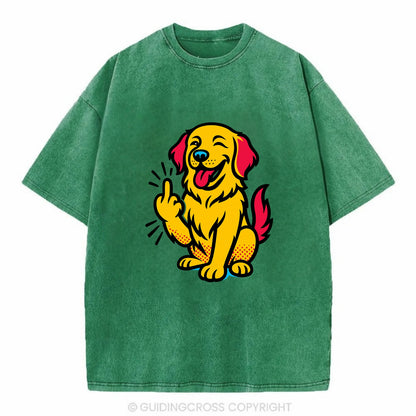 Golden Retriever with happy smile and golden coat, fluffy paw raised - Vintage T-shirt - Forest Mist(Green)