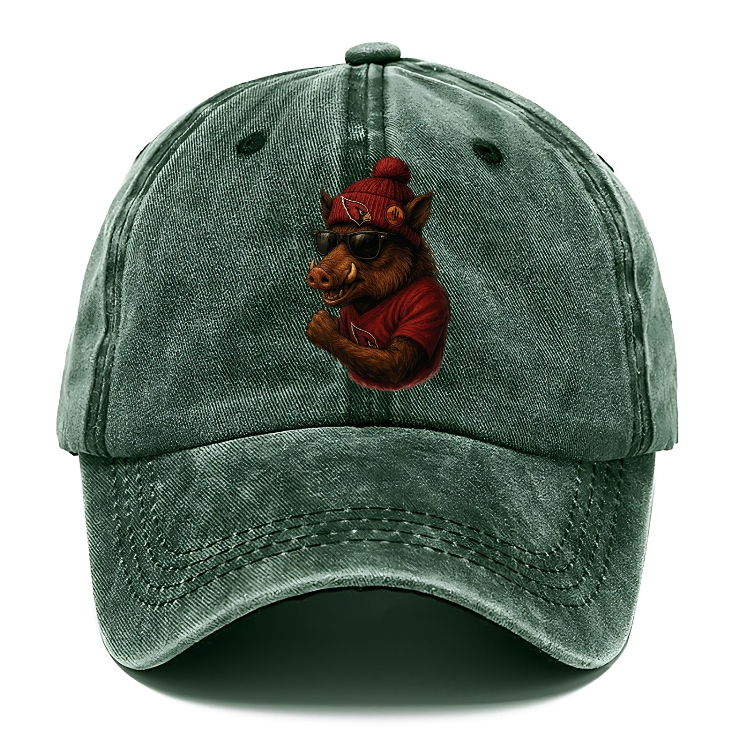 Arizona Javelina wearing Cardinals beanie with desert patch and wayfarer sunglasses - Classic Cap - Forest Mist(Green)