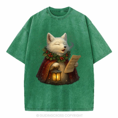Snowbound Arctic Fox Caroler  - Vintage T-shirt