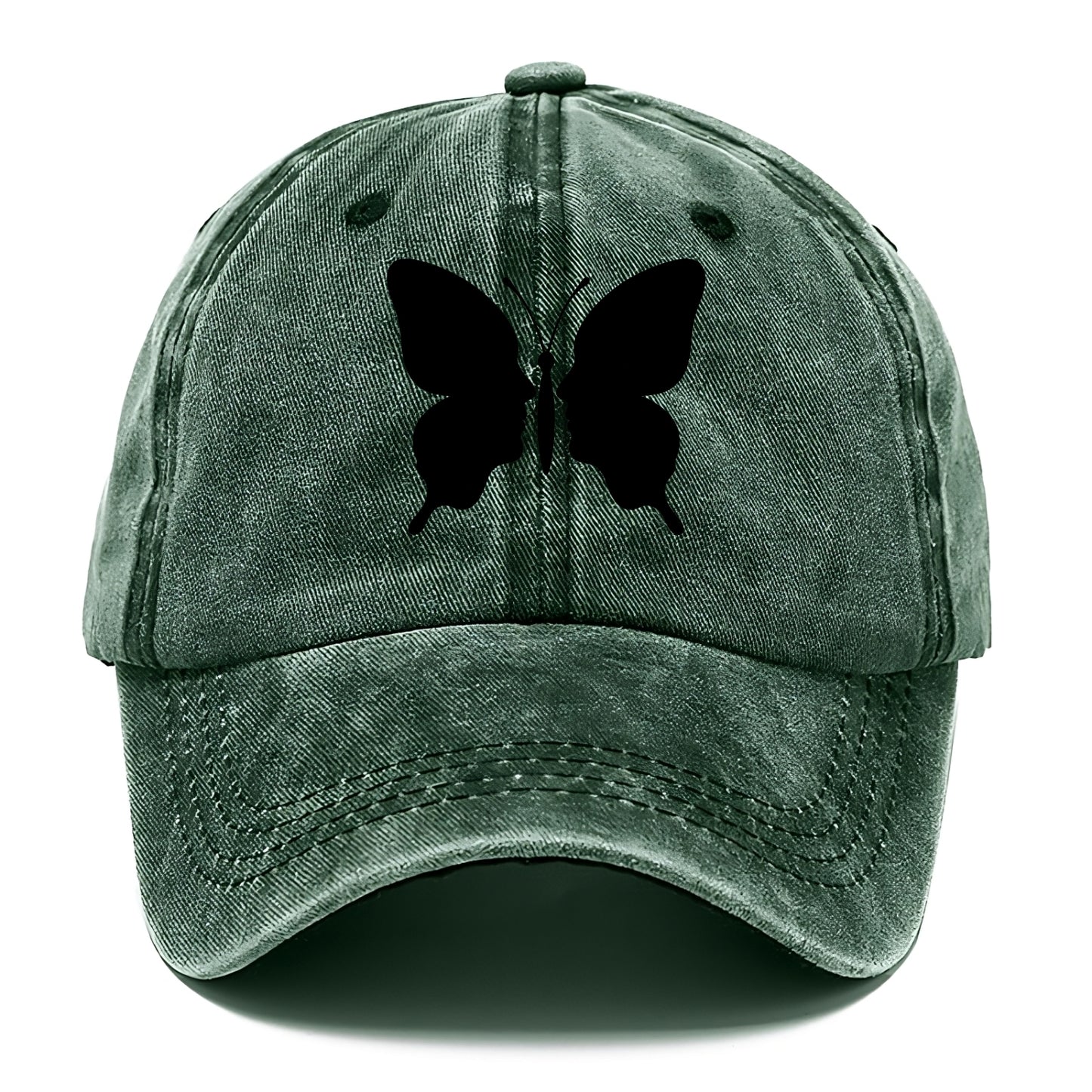 Butterfly wings - negative space reveals hidden faces or patterns - Classic Cap - Forest Mist(Green)