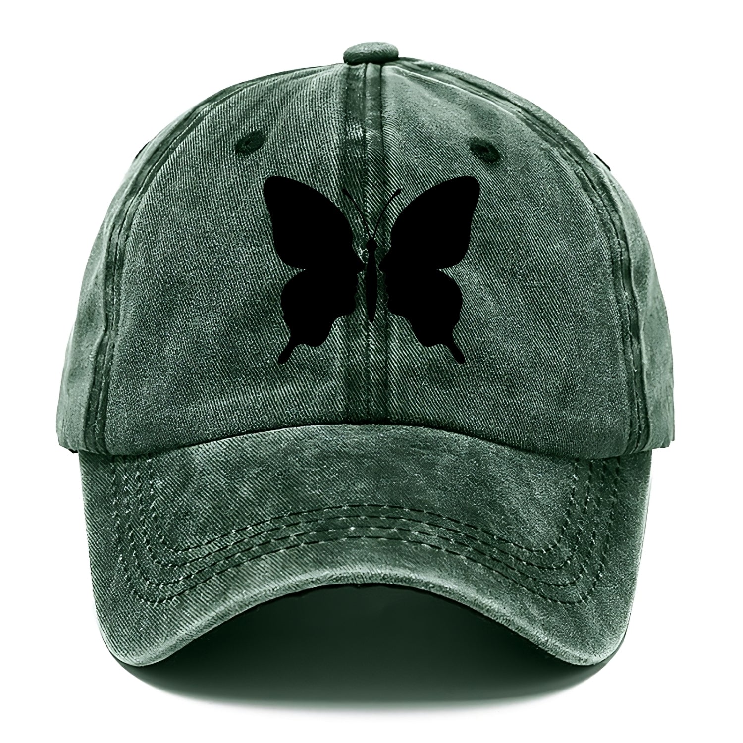 Butterfly wings - negative space reveals hidden faces or patterns - Classic Cap - Forest Mist(Green)
