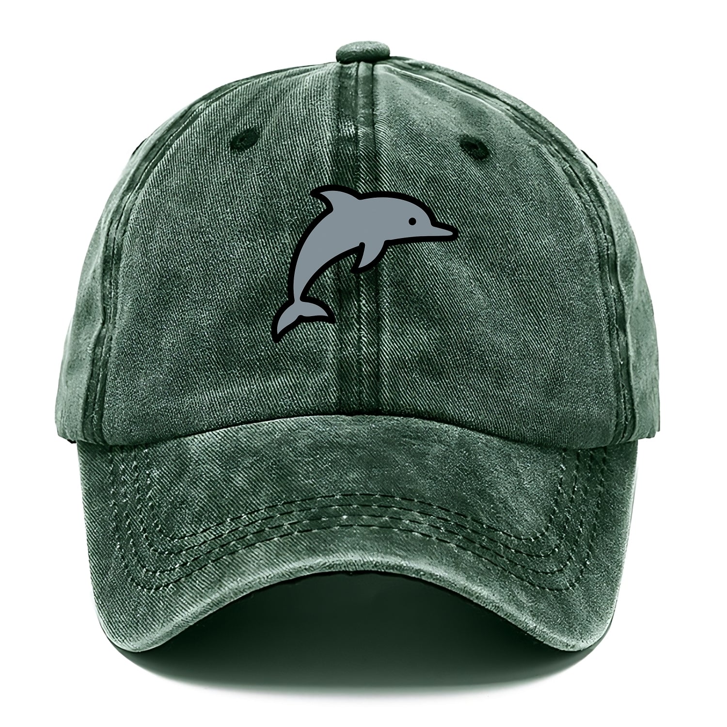 Bottlenose Dolphin - Gray jumping pose flat side profile - Classic Cap - Forest Mist(Green)