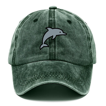 Bottlenose Dolphin - Gray jumping pose flat side profile - Classic Cap - Forest Mist(Green)