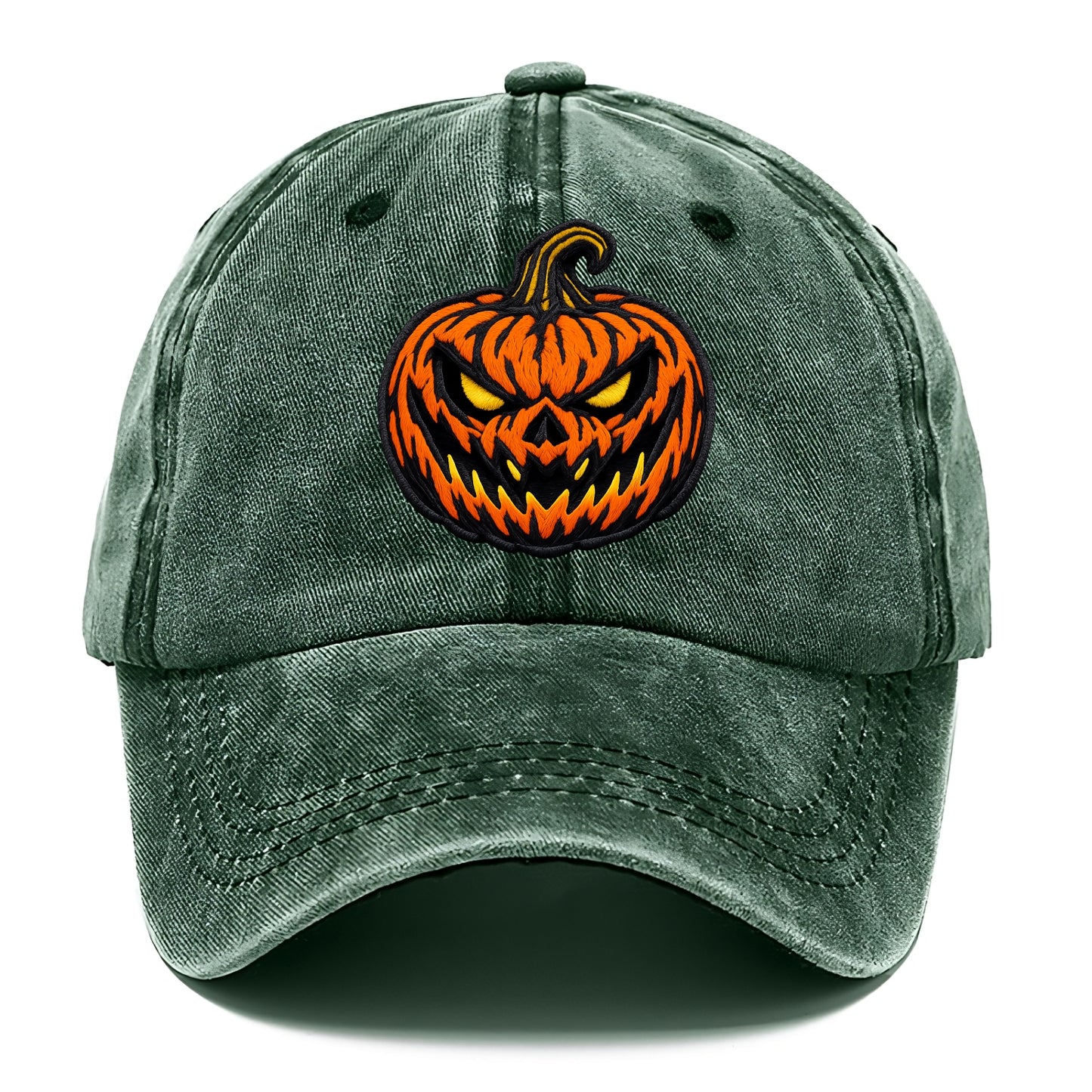 HALLOWEEN PUMPKIN - jack o lantern in orange and black , spooky - Classic Cap - Forest Mist(Green)