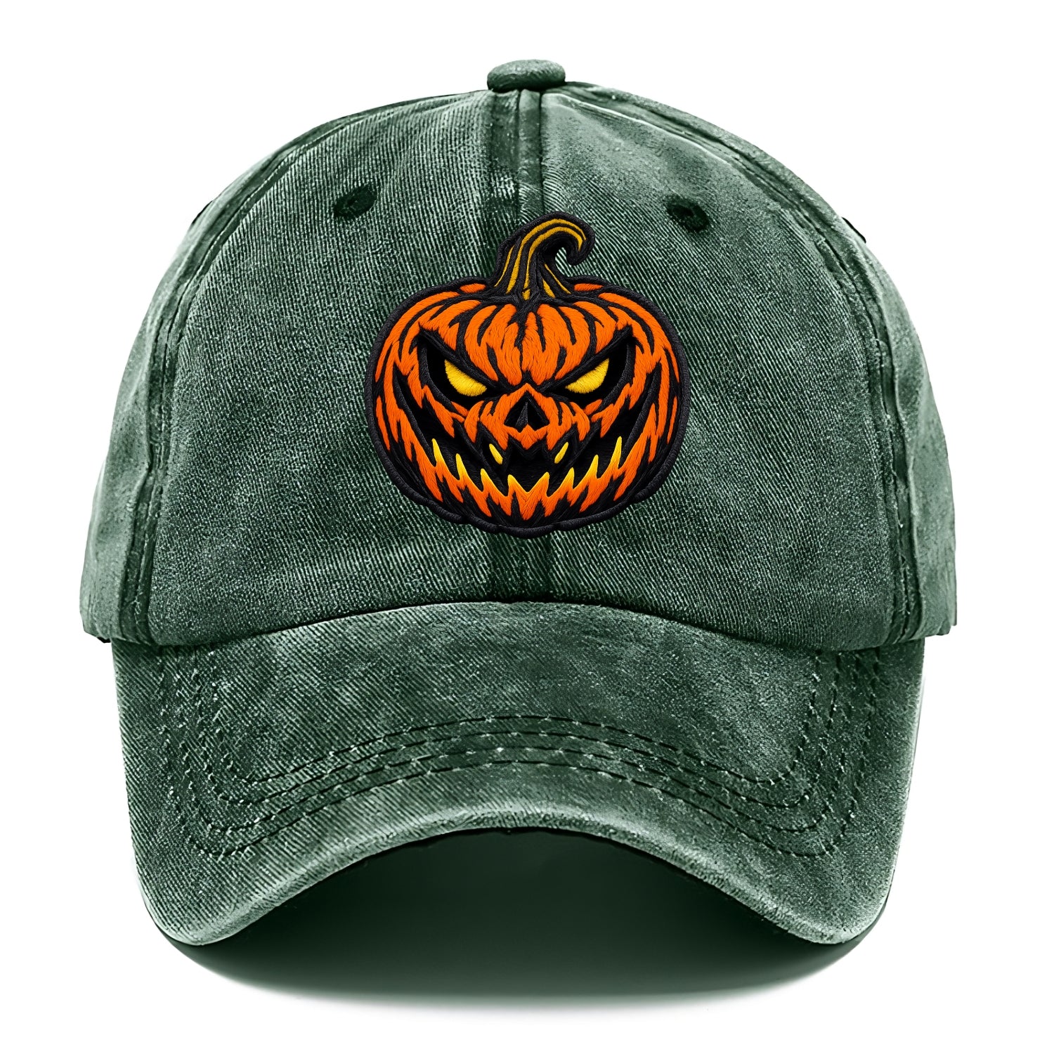 HALLOWEEN PUMPKIN - jack o lantern in orange and black , spooky - Classic Cap - Forest Mist(Green)