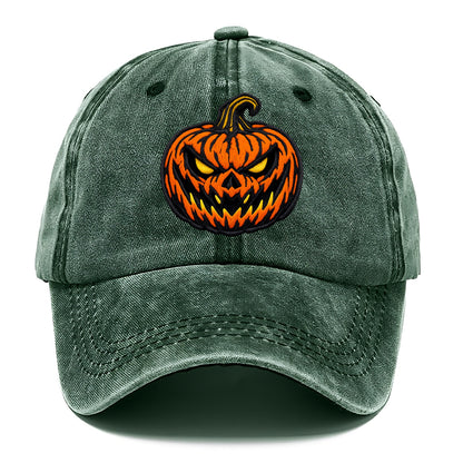 HALLOWEEN PUMPKIN - jack o lantern in orange and black , spooky - Classic Cap - Forest Mist(Green)