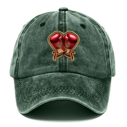 Embroidered patch design - BOXING GLOVES - red boxing gloves crossed in crimson and - Classic Cap - Forest Mist(Green)